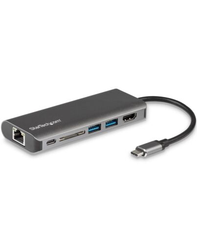 StarTech.com USB C Multiport Adapter, Portable USB-C Dock to 4K HDMI, 2-pt USB 3.0 Hub, SD/SDHC, GbE, 60W PD Pass-Through - USB Type-C/Thunderbolt 3 - REPLACED BY DKT30CHSDPD1 DKT30CSDHPD