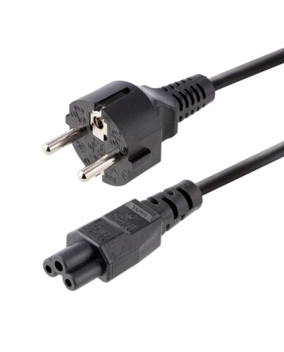 StarTech.com 3m (10ft) Laptop Power Cord, EU Schuko to C5, 2.5A 250V, 18AWG, Notebook / Laptop Replacement AC Cord, Power Brick Cord, Laptop Charger Cable, Clover Leaf/Mickey Mouse Power Cord 753E-3M-POWER-LEAD