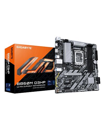 GIGABYTE B860M D3HP Motherboard - Intel Core Ultra Series CPUs, 4+1+2+1 Phases VRM, up to 9066MHz DDR5, 2xPCIe 4.0 M.2, GbE LAN, USB 3.2 Gen 1 B860M D3HP