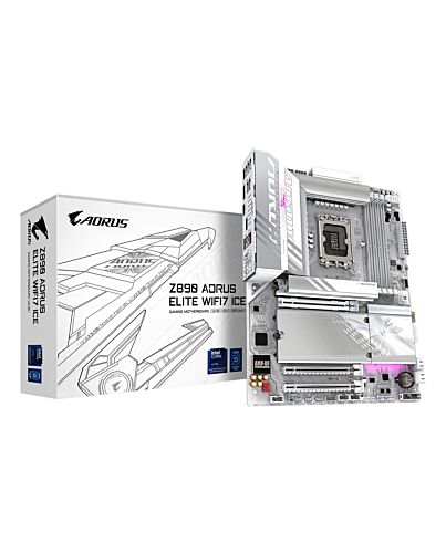 GIGABYTE Z890 AORUS ELITE WIFI7 ICE Motherboard - Supports Intel Core Ultra (Series 2) CPUs, 16+1+2 phases VRM, up to 8800MHz DDR5 (OC), 1xPCIe 5.0 + 3xPCIe 4.0, Wi-Fi 7, 2.5GbE LAN, Thunderbolt 4 Z890 AORUS ELITE WIFI7 ICE