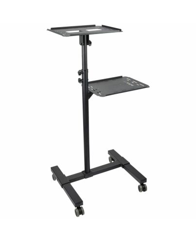 StarTech.com Mobile Projector and Laptop Stand/Cart - Heavy Duty Portable Projector Stand (2 Shelves, hold 22lb/10kg each) - Height Adjustable Rolling Presentation Cart w/Lockable Wheels ADJPROJCART