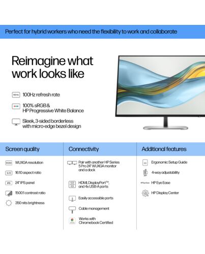 HP Series 5 Pro 24 inch WUXGA Monitor - 524pn 9D9A7AA#ABU