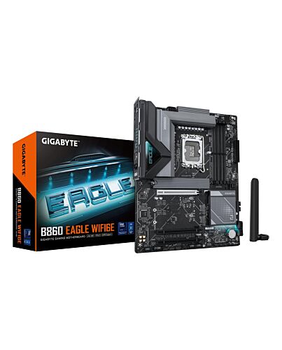 GIGABYTE B860 EAGLE WIFI6E Motherboard - Intel Core Ultra Series CPUs, 12+1+2+1 Phases VRM, up to 9066MHz DDR5, 1xPCIe 5.0 + 2xPCIe 4.0 M.2, 2.5GbE LAN, WIFI 6E, USB 3.2 Gen 2x2 B860 EAGLE WIFI6E