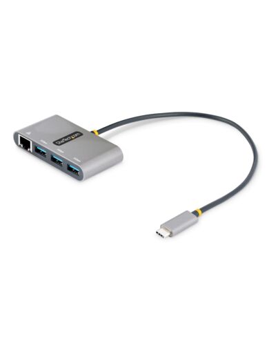StarTech.com 3-Port USB-C Hub with Ethernet - 3x USB-A - Gigabit Ethernet - USB 3.0 5Gbps - Bus-Powered - 1ft/30cm Long USB Type-C Host Cable - GbE - Portable USB-C to USB-A Hub HB30C3A1GEA2