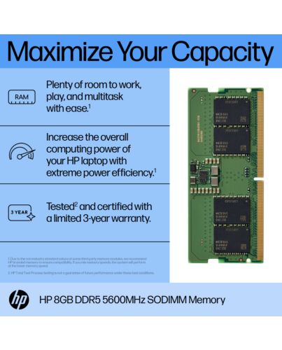HP 8GB DDR5 5600 SODIMM Memory AL0M5AA