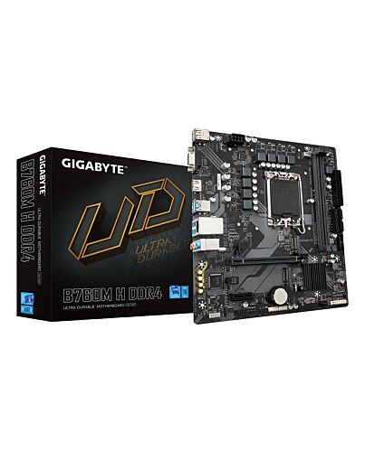GIGABYTE B760M H DDR4 Motherboard - Supports Intel Core 14th Gen CPUs, 6+1+1 Phases Digital VRM, up to 3200MHz DDR4 (OC), 2xPCIe 4.0 M.2, GbE LAN, USB 3.2 Gen1 B760M H DDR4