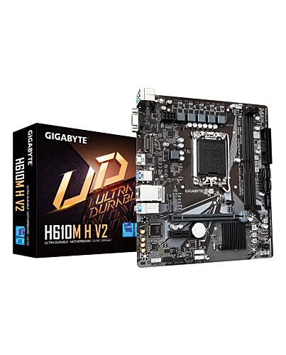 GIGABYTE H610M H V2 Motherboard - Supports Intel Core 14th CPUs, 4+1+1 Hybrid Digital VRM, up to 5600MHz DDR5, 1xPCIe 3.0 M.2, GbE LAN, USB 3.2 Gen 1 H610M H V2