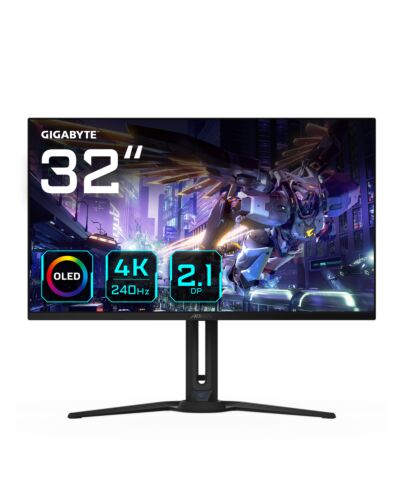 GIGABYTE AORUS FO32U2P 32” OLED Gaming Monitor - 3840 x 2160(UHD), 240Hz, 0.03ms, 250 cd/m2, KVM, FreeSync Premium Pro, DisplayHDR True Black 400, Displayport2.1 AORUS FO32U2P-EK
