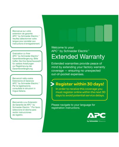 APC Warranty extension for service pack,, 3 years, for new product purchases, repair or replace coverage WBEXTWAR3YR-SP-04