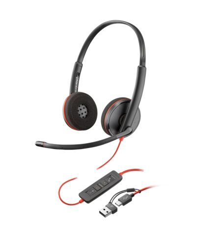 HP Poly Blackwire 3215 Monaural USB-C Headset +3.5mm Plug +USB-C/A Adapter 8X227AA