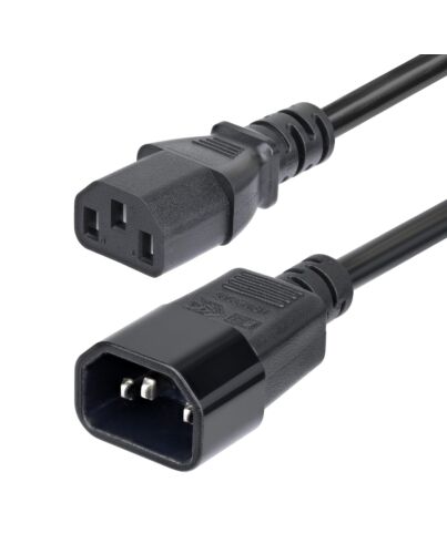 StarTech.com 4.5m (15ft) Power Extension Cord, C14 to C13 PDU Power Cord, 15A 250V, 14AWG, AC Power Cable for PDU/Power Supply, KEMA-KEUR PXTC13C141415FEU