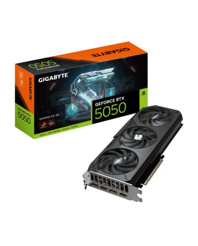 GIGABYTE GeForce RTX 5050 GAMING OC 8G Graphics Card - 8GB GDDR6, 128bit, PCI-E 5.0, 2632MHz Core Clock, 2 x DP, 2 x HDMI, NVIDIA DLSS 4, GV-N5050GAMING OC-8GD GV-N5050GAMING OC-8GD