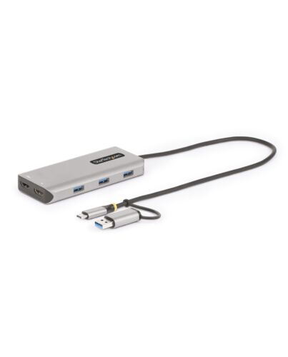 StarTech.com USB-C Multiport Adapter w/Attached USB-C to USB-A Dongle, Dual HDMI (4K30Hz/1080p60Hz), 3x USB-A 5Gbps, Mini Travel Dock, Laptop Docking Station, 1.3ft/40cm Cable 167B-USBC-MULTIPORT