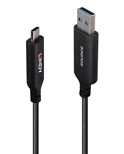 Lindy 10m USB 3.2 Gen 1 Type A to C Fibre Optic Hybrid Cable 43395