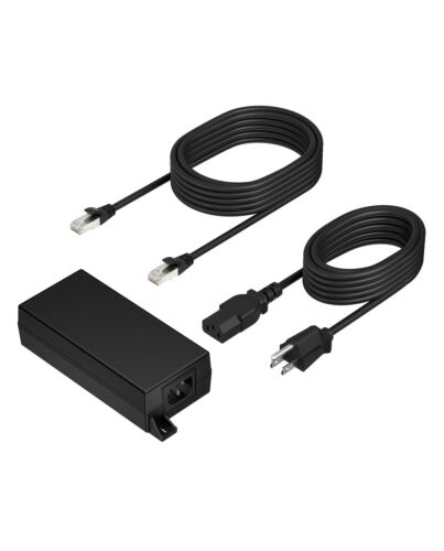 HP Poly PoE++ 65W 2.5G Adapter with 3.66m CAT6A Cable and Power Cord Black B5NH6AA#ABB