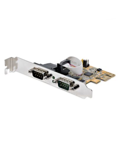 StarTech.com 2-Port PCI Express Serial Interface Card, Dual Port PCIe to RS232 (DB9) Serial Card, 16C1050 UART, Low/Full Profile Brackets, COM Retention, For Windows/Linux 21050-PC-SERIAL-LP