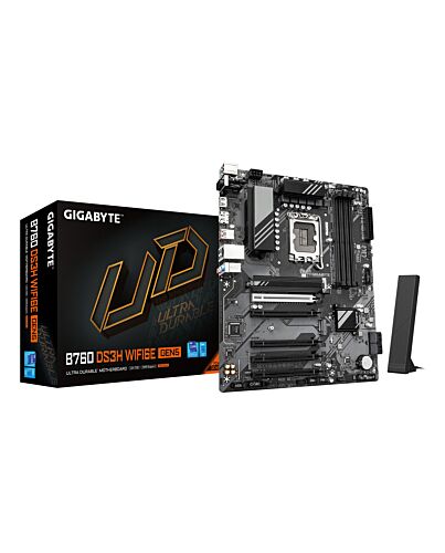 GIGABYTE B760 DS3H WIFI6E GEN5 Motherboard - Supports Intel Core 14th Gen CPUs, 8+2+1 Phases Digital VRM, up to 5600MHz DDR5, 2xPCIe 4.0 M.2, Wi-Fi 6E, 1GbE LAN, USB 3.2 Gen 2x2 B760 DS3H WF6E GEN5