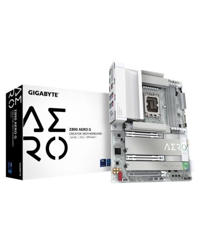 GIGABYTE Z890 AERO G Motherboard - Supports Intel Core Ultra (Series 2) CPUs, 16+1+2 phases VRM, up to 8800MHz DDR5 (OC), 1xPCIe 5.0 + 4xPCIe 4.0,Wi-Fi 7, 2.5GbE LAN, Thunderbolt 4 