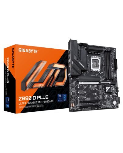 GIGABYTE Z890 D PLUS Motherboard - Supports Intel Core Ultra (Series 2) CPUs, 12+1+2 phases VRM, up to 9466MHz DDR5 (OC), 1xPCIe 5.0 M.2 + 3xPCIe 4.0 M.2, 2.5GbE LAN, USB 3.2 Gen 2 Z890 D PLUS