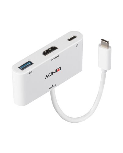 Lindy USB 3.2 Type C to HDMI Converter with USB Type A Port and Power Delivery 43340