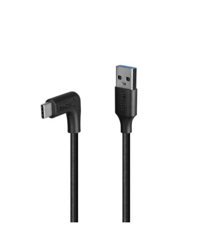 Lindy 1m USB 3.2 Type-A to Right-Angled USB-C Cable, 10Gbps 32013