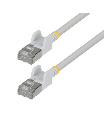 StarTech.com 15cm White Ultra Slim Cat6A Ethernet Cable, Snagless, FTP, Pure Bare Copper Wire, 34AWG Slim RJ45 Network Patch Cord, Individually Tested N6APATSTP34WHS15CM