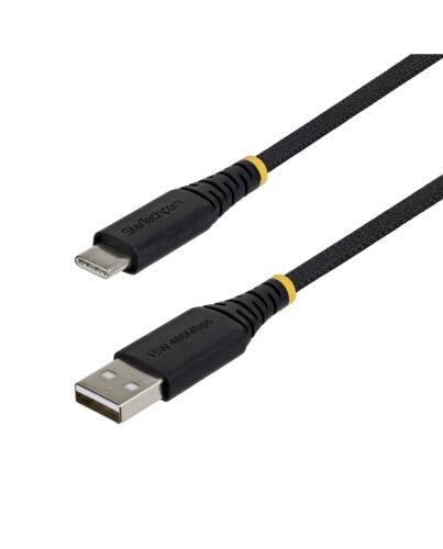 StarTech.com 2m (6.6ft) USB-A to USB-C Fast Charging Cable, 15W 3A, Dual-Layer Braided Nylon/TPE Jacket, Durable USB-A to Type C Charger Cord, USB A to USB C Cable USB2AC2MBR