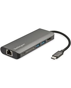 StarTech.com USB C Multiport Adapter - USB-C Travel Dock to 4K HDMI, 3x USB 3.0 Hub, SD/SDHC, GbE, 60W PD 3.0 Pass-Through - USB Type-C/Thunderbolt 3 - Replaces DKT30CSDHPD DKT30CSDHPD3