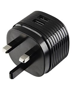 Hama Dual Charger, 2x USB, 2.4A with UK plug, black 73014150