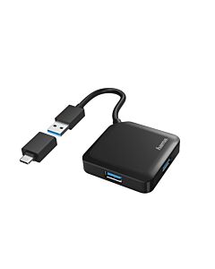 Hama 00200116 interface hub USB 3.2 Gen 1 (3.1 Gen 1) Type-A + Type-C 5000 Mbit/s Black 00200116