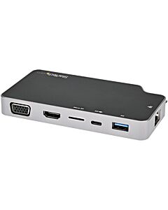 StarTech.com USB C Multiport Adapter - USB-C to 4K HDMI or VGA Video with 100W Power Delivery Pass-through, 2-Port 10Gbps USB Hub, MicroSD, GbE - USB 3.1 Gen 2 Type-C Mini/Travel Dock CDP2HVGUASPD