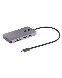 StarTech.com USB C Multiport Adapter, Dual HDMI Video, 4K 60Hz, 2Pt 5Gbps USB-A Hub, 100W Power Delivery Pass-Through/GbE/SD/MicroSD, 12"/30cm Cable, Travel Dock, Laptop Docking Station 120B-USBC-MULTIPORT