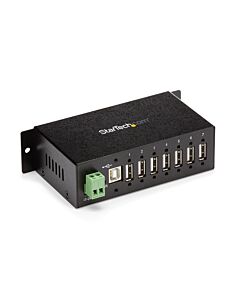 StarTech.com 7-Port USB 2.0 Hub - Metal Industrial USB-A Hub with ESD Protection & 350W Surge Protection - Din Rail, Wall or Desk Mountable - TAA Compliant USB Expander Hub ST7200USBM