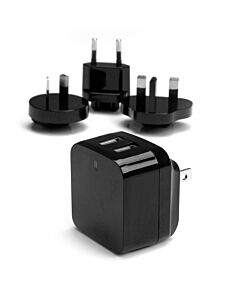 StarTech.com Dual-port USB wall charger - international travel - 17W/3.4A - black USB2PACBK