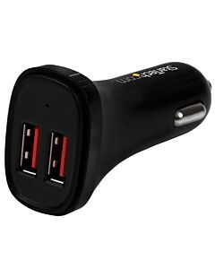 StarTech.com Dual-Port USB Car Charger - 24W/4.8A - Black USB2PCARBKS