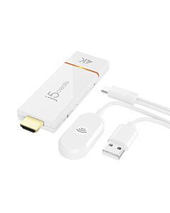 j5create ScreenCast 4k Wireless Display Adapter Receiver - Mirrors Phone, Tablet, Laptop to HDTV - Compatible with MiraCast, AirPlay, Android, Windows 10 PC, iOS, iPhone, Tablet (JVAW76) JVAW76-N
