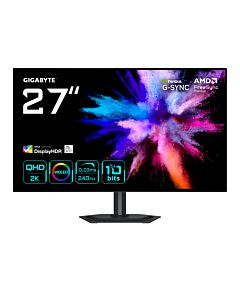 GIGABYTE GO27Q24G 27” OLED 2K QHD Gaming Monitor - 2560 x 1440, 240Hz, 0.03ms, 275 cd/m², FreeSync Premium, G-Sync Compatible, HDMI 2.1, Displayport 1.4 GO27Q24G-EK