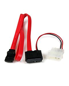 StarTech.com 20in Slimline SATA to SATA with LP4 Power Cable Adapter SLSATAF20