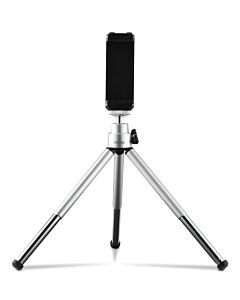 Hama Fancy 2in1 Mini Tripod for Mobile Phone & Camera (¼), Travel Tripod, 16cm, silver 4666