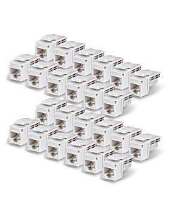 StarTech.com Cat6 Keystone Jack, 24-Pack RJ45 Ethernet Keystone Jacks, UTP Cat6 Wall Jack, 90-Degree 110 Punch Down, White C6KEY110WHE24PK